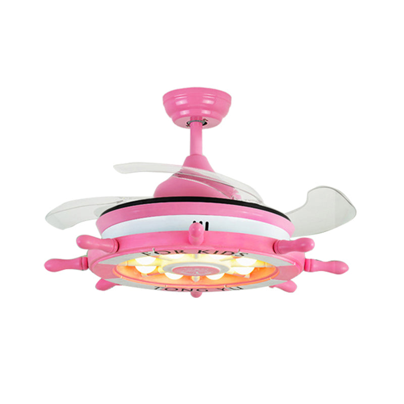 35.5"W 4 Blade LED Ceiling Fan Light Invisible Blade Rudder Kid Room Ceiling Fan Clearhalo 'Ceiling Fans with Lights' 'Ceiling Fans' 'Kids Ceiling Fans' 'Kids' Lighting' 1626726
