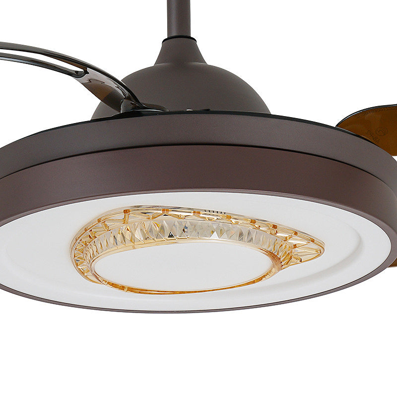 Reversible Antler Blade LED Ceiling Fan Nordic Style Black Metallic Downrod Semi Flush Mount Lamp with Crystal Element Clearhalo 'Ceiling Fans with Lights' 'Ceiling Fans' 'Modern Ceiling Fans' 'Modern' Lighting' 1626776