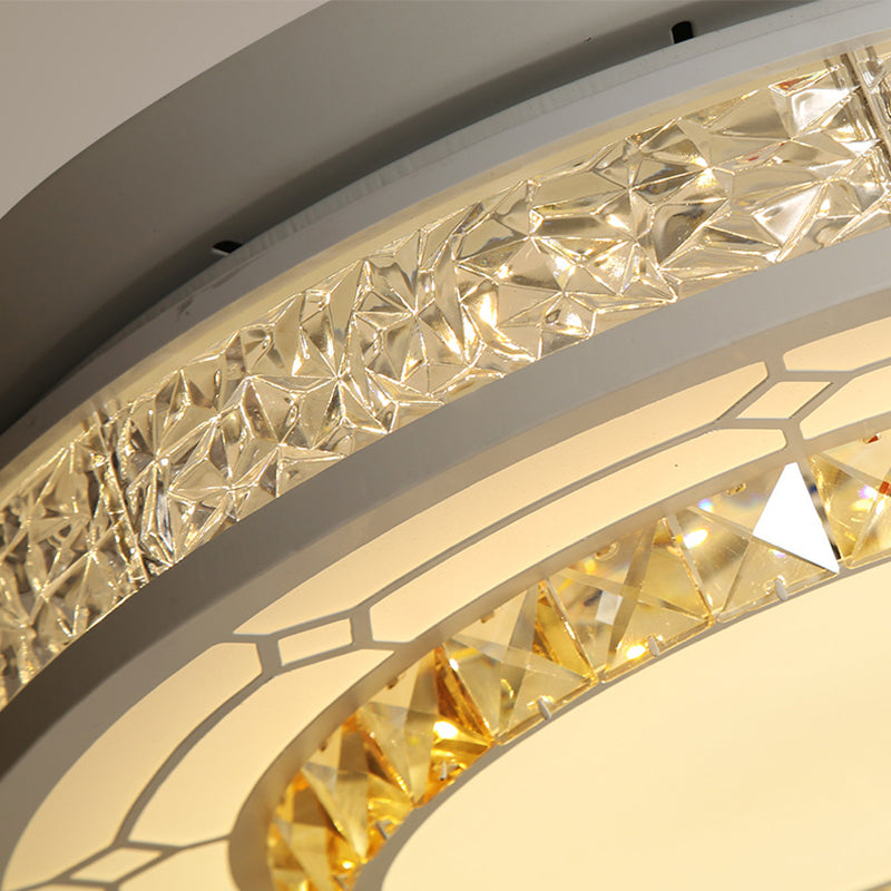 Modern Style Round Ceiling Fan Light Carved Clear Crystal White LED Semi Mount Lamp with/without Bluetooth Clearhalo 'Ceiling Fans with Lights' 'Ceiling Fans' 'Modern Ceiling Fans' 'Modern' Lighting' 1626790