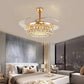 Vintage Crown LED Ceiling Fan Clear Crystal Ball LED Living Room Semi Flush Light in Gold Clearhalo 'Ceiling Fans with Lights' 'Ceiling Fans' 'Modern Ceiling Fans' 'Modern' Lighting' 1626835