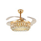 Vintage Crown LED Ceiling Fan Clear Crystal Ball LED Living Room Semi Flush Light in Gold Clearhalo 'Ceiling Fans with Lights' 'Ceiling Fans' 'Modern Ceiling Fans' 'Modern' Lighting' 1626836