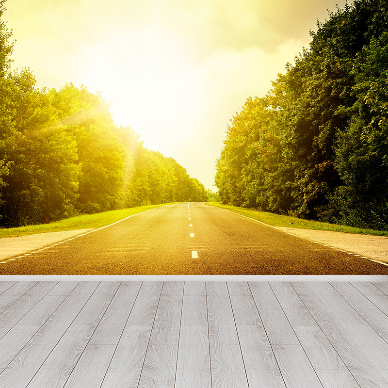 Highway Scene Mural Wallpaper Modern Non-Woven Cloth Wall Covering in Soft Color Clearhalo 'Wall Decor' 'Wall Mural' 1626984