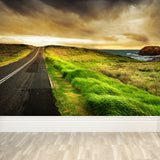 Road and Botanical Wall Mural Modern Decorative Living Room Wall Covering, Personalise Clearhalo 'Wall Decor' 'Wall Mural' 1627004