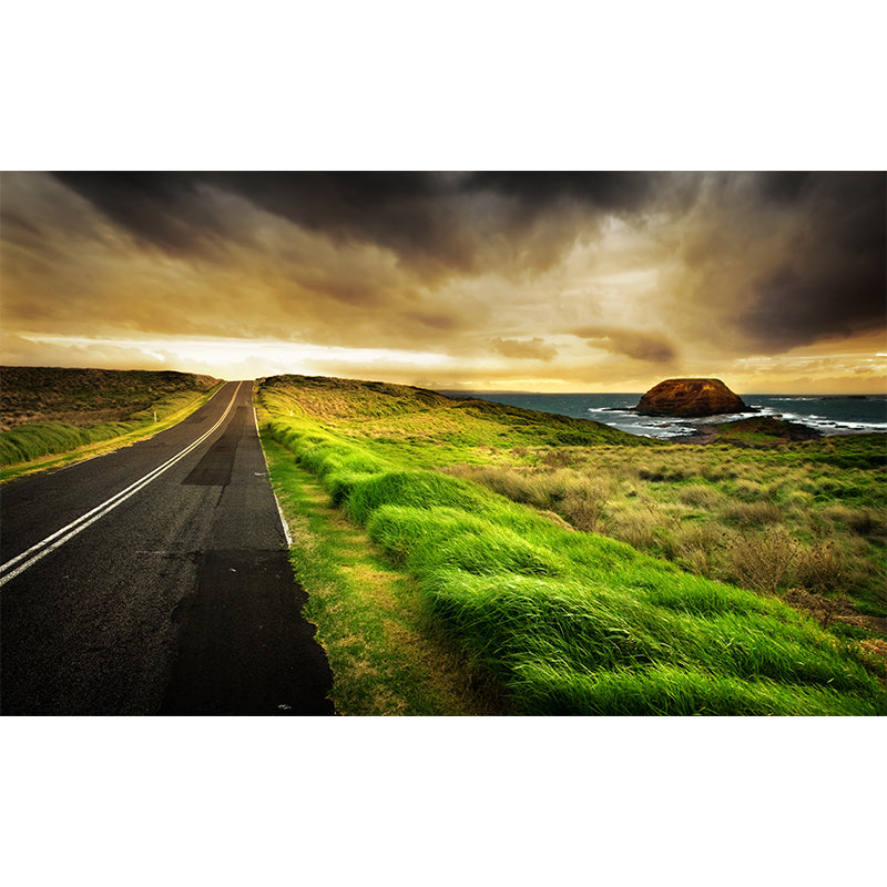 Road and Botanical Wall Mural Modern Decorative Living Room Wall Covering, Personalise Clearhalo 'Wall Decor' 'Wall Mural' 1627006