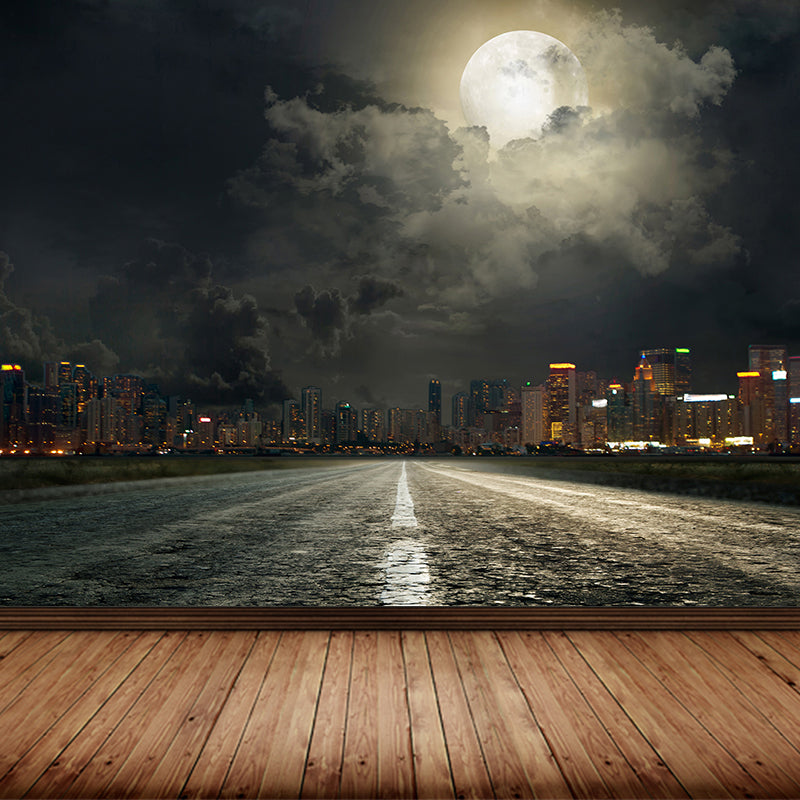 Quiet Roadway Scenery Mural Decal for Dining Room Summer Wall Covering, Customised Clearhalo 'Wall Decor' 'Wall Mural' 1627019