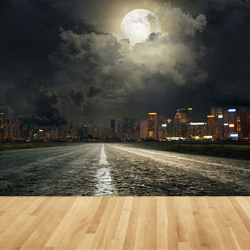 Quiet Roadway Scenery Mural Decal for Dining Room Summer Wall Covering, Customised Clearhalo 'Wall Decor' 'Wall Mural' 1627020