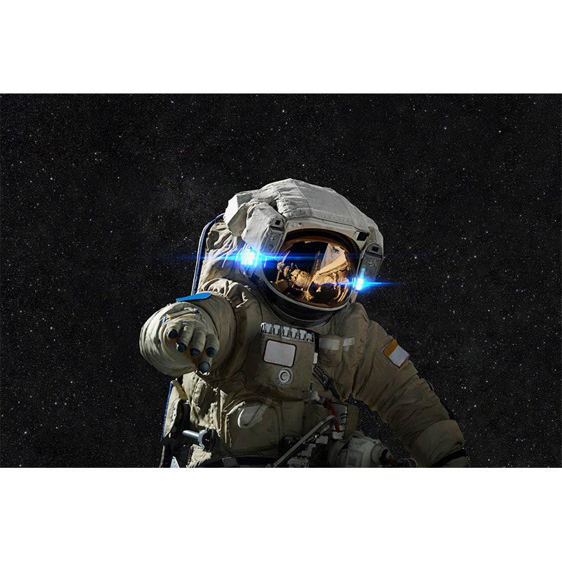 Large Astronaut View Mural Wallpaper Futuristic Outer Space Wall Covering in Black Clearhalo 'Wall Decor' 'Wall Mural' 1627026
