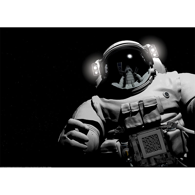 Large Astronaut View Mural Wallpaper Futuristic Outer Space Wall Covering in Black Clearhalo 'Wall Decor' 'Wall Mural' 1627031