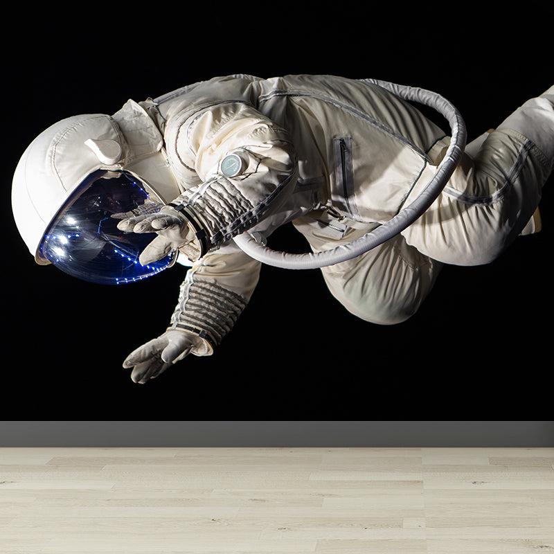 Large Astronaut View Mural Wallpaper Futuristic Outer Space Wall Covering in Black Clearhalo 'Wall Decor' 'Wall Mural' 1627035