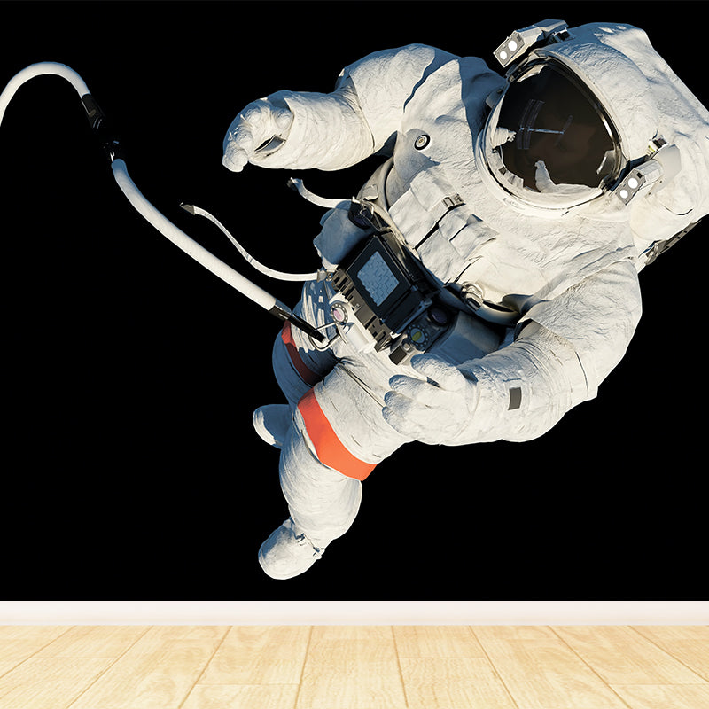 Large Astronaut View Mural Wallpaper Futuristic Outer Space Wall Covering in Black Black Design 4 Clearhalo 'Wall Decor' 'Wall Mural' 1627038