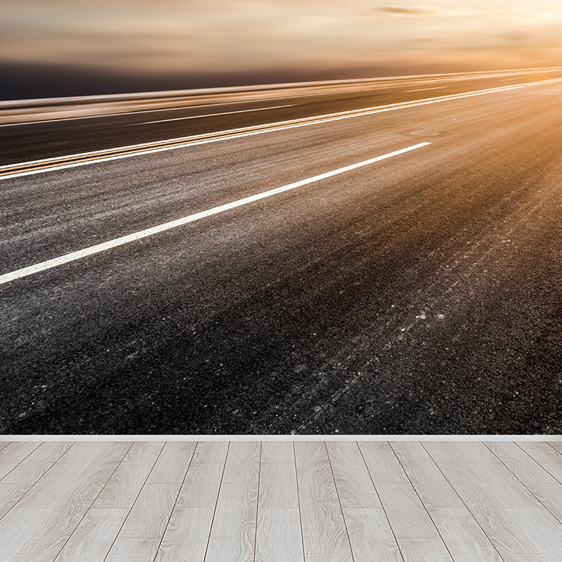 Photography Highway Wall Mural for Living Room, Light Color, Custom Size Available Clearhalo 'Wall Decor' 'Wall Mural' 1627084