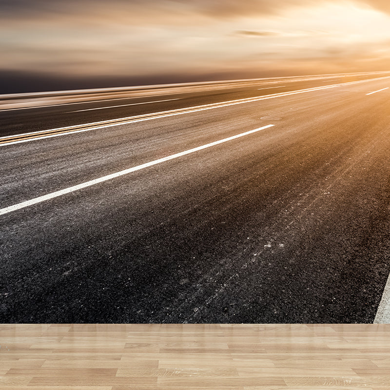 Photography Highway Wall Mural for Living Room, Light Color, Custom Size Available Clearhalo 'Wall Decor' 'Wall Mural' 1627085