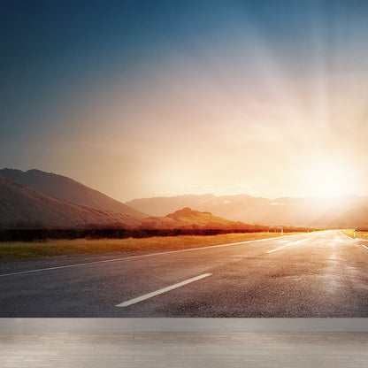 Photography Highway Wall Mural for Living Room, Light Color, Custom Size Available Blue Clearhalo 'Wall Decor' 'Wall Mural' 1627093