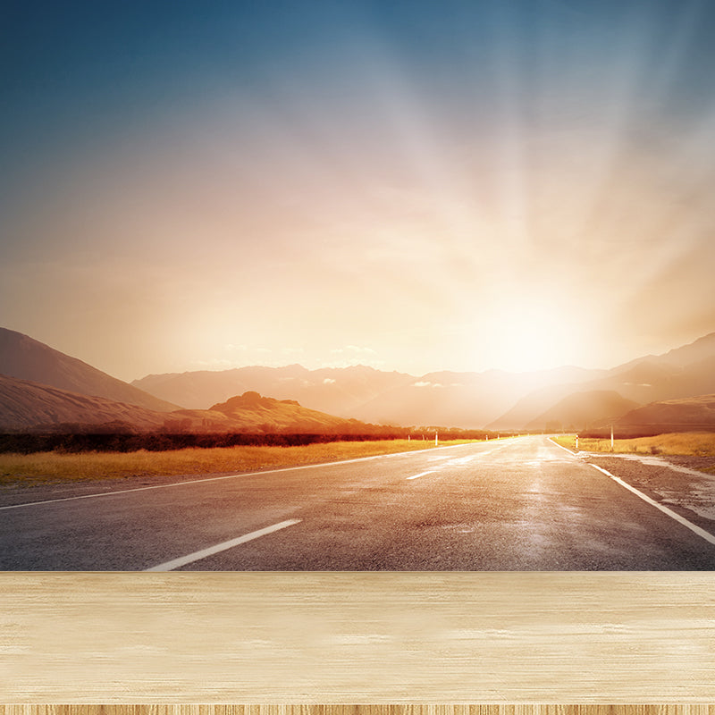 Photography Highway Wall Mural for Living Room, Light Color, Custom Size Available Clearhalo 'Wall Decor' 'Wall Mural' 1627094