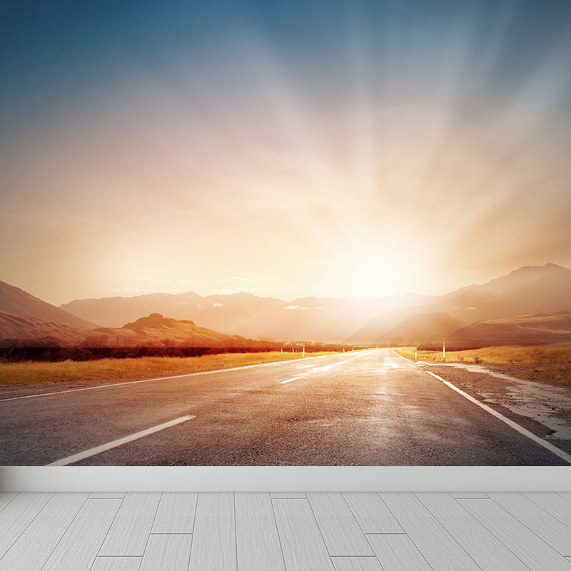 Photography Highway Wall Mural for Living Room, Light Color, Custom Size Available Clearhalo 'Wall Decor' 'Wall Mural' 1627095