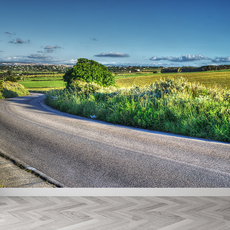 Whole Roadway Mural Wallpaper for Wall Decor Contemporary Girls Bedroom Wall Art Clearhalo 'Wall Decor' 'Wall Mural' 1627114