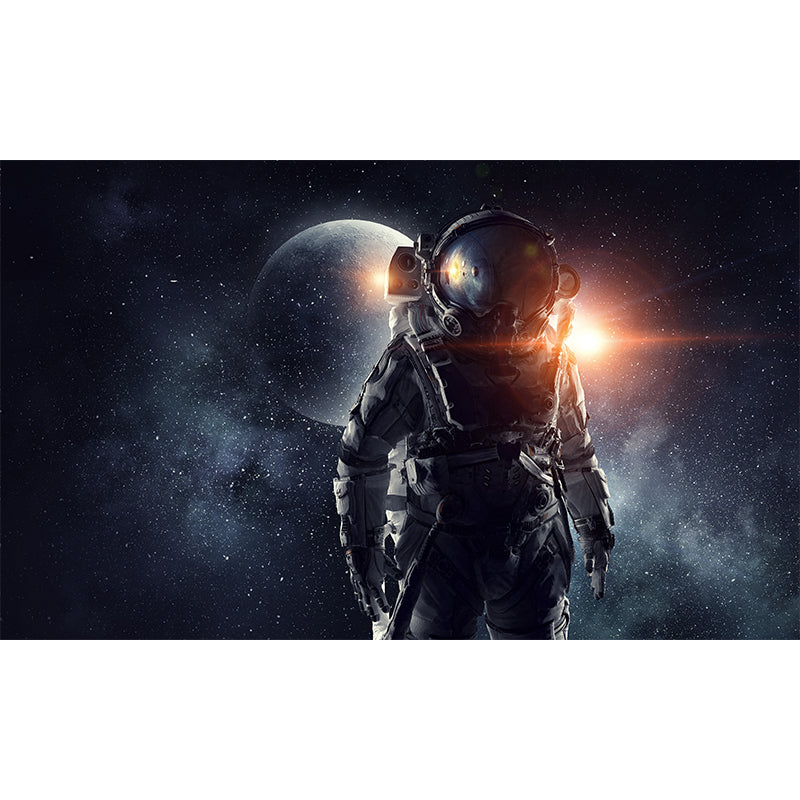 Giant Futuristic Mural Decal in Blue Astronaut Scenery Wall Decor, Custom Printed Clearhalo 'Wall Decor' 'Wall Mural' 1627151