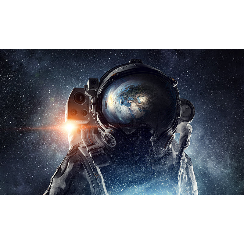 Giant Futuristic Mural Decal in Blue Astronaut Scenery Wall Decor, Custom Printed Clearhalo 'Wall Decor' 'Wall Mural' 1627156