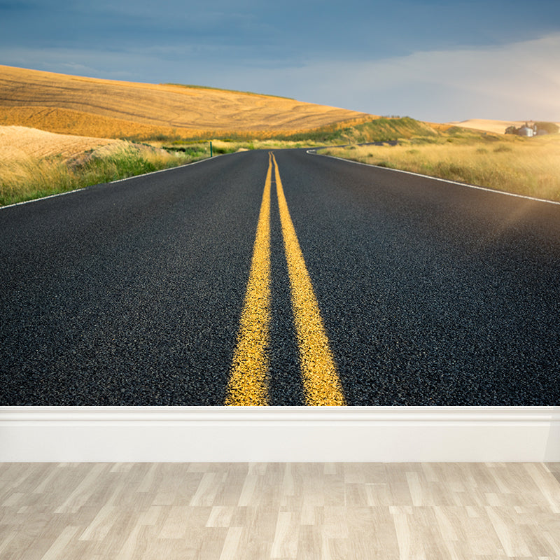 Contemporary Road Mural Decal Light Color Waterproofing Wall Covering for Living Room Light Blue Clearhalo 'Wall Decor' 'Wall Mural' 1627208