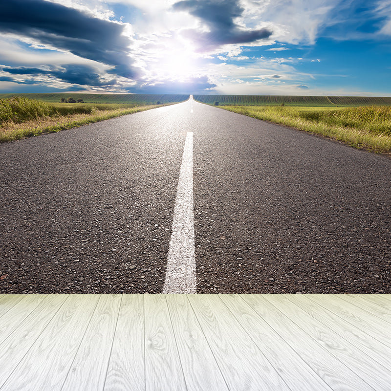 Contemporary Road Mural Decal Light Color Waterproofing Wall Covering for Living Room Navy Clearhalo 'Wall Decor' 'Wall Mural' 1627213