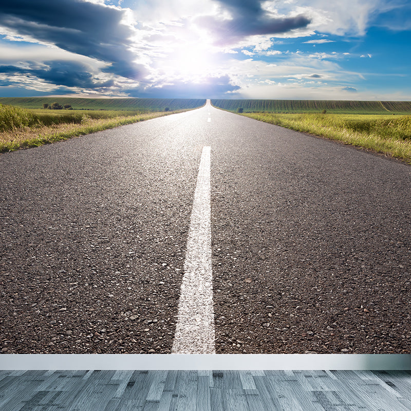 Contemporary Road Mural Decal Light Color Waterproofing Wall Covering for Living Room Clearhalo 'Wall Decor' 'Wall Mural' 1627214