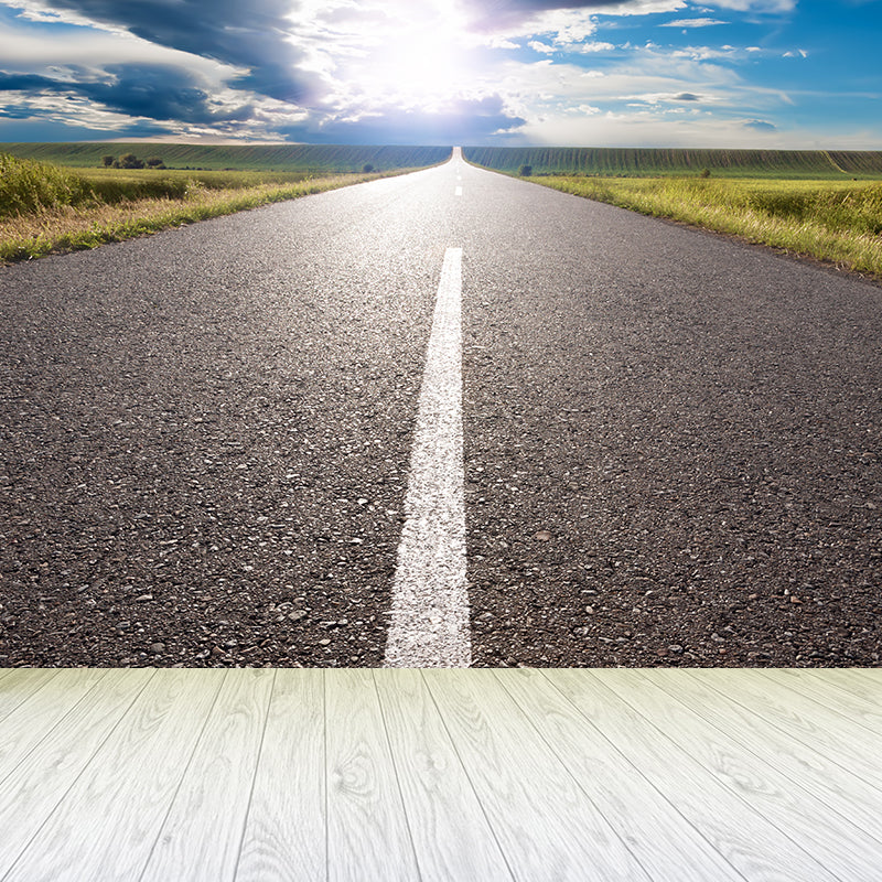 Contemporary Road Mural Decal Light Color Waterproofing Wall Covering for Living Room Clearhalo 'Wall Decor' 'Wall Mural' 1627215