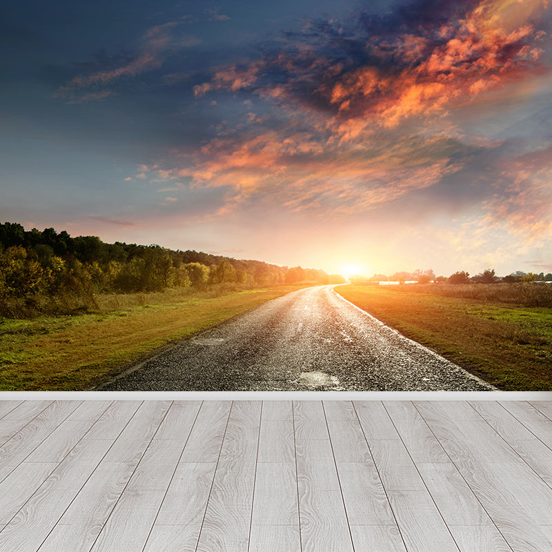 Giant Contemporary Wall Mural in Light Color Road and Sky Wall Decor, Custom Printed Clearhalo 'Wall Decor' 'Wall Mural' 1627224