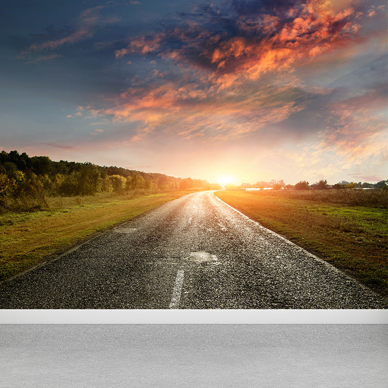 Giant Contemporary Wall Mural in Light Color Road and Sky Wall Decor, Custom Printed Clearhalo 'Wall Decor' 'Wall Mural' 1627225