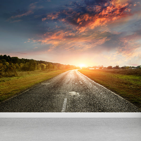 Giant Contemporary Wall Mural in Light Color Road and Sky Wall Decor, Custom Printed Clearhalo 'Wall Decor' 'Wall Mural' 1627225