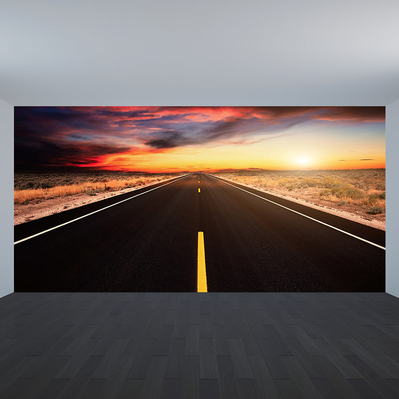 Modern Express Way Mural Non-Woven Stain Resistant Light Color Wall Art for Living Room Black Clearhalo 'Wall Decor' 'Wall Mural' 1627238