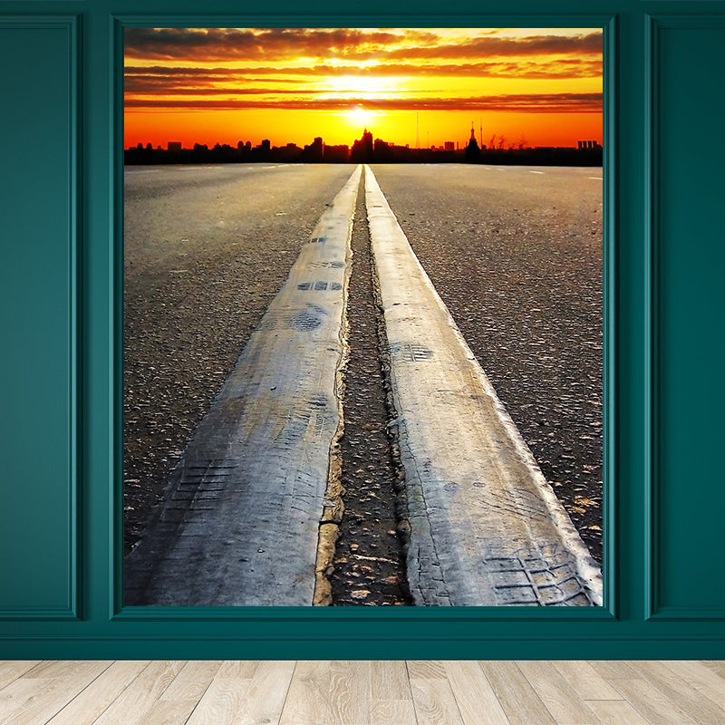 Modern Express Way Mural Non-Woven Stain Resistant Light Color Wall Art for Living Room Yellow Clearhalo 'Wall Decor' 'Wall Mural' 1627248