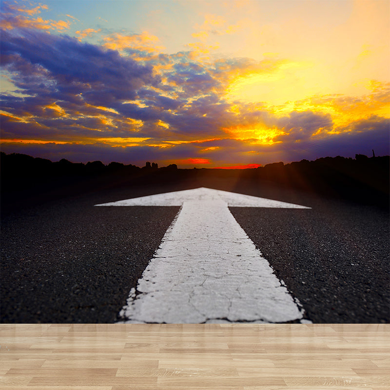 Modern Express Way Mural Non-Woven Stain Resistant Light Color Wall Art for Living Room Purple Clearhalo 'Wall Decor' 'Wall Mural' 1627253