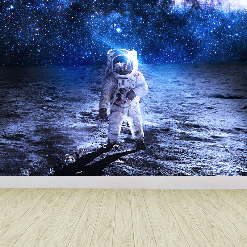 Photography Style Planet Wall Mural for Living Room, Blue, Custom Size Available Blue Design 1 Clearhalo 'Wall Decor' 'Wall Mural' 1627278