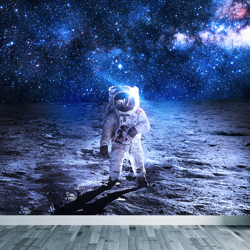 Photography Style Planet Wall Mural for Living Room, Blue, Custom Size Available Clearhalo 'Wall Decor' 'Wall Mural' 1627279