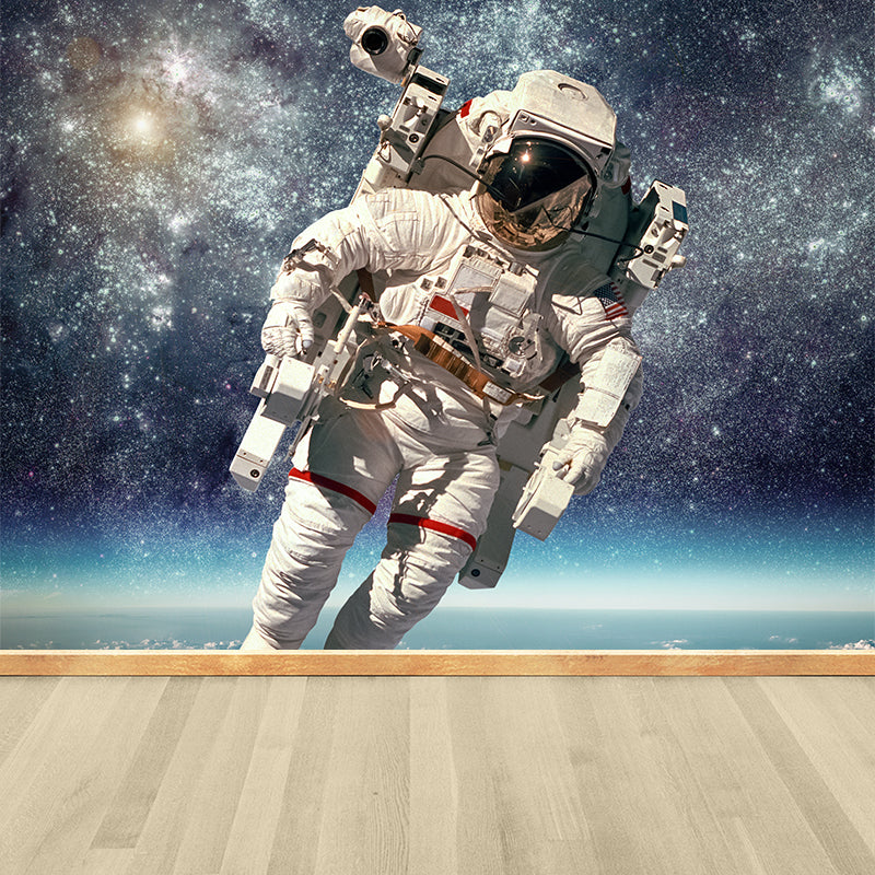 Photography Style Planet Wall Mural for Living Room, Blue, Custom Size Available Blue Design 3 Clearhalo 'Wall Decor' 'Wall Mural' 1627288