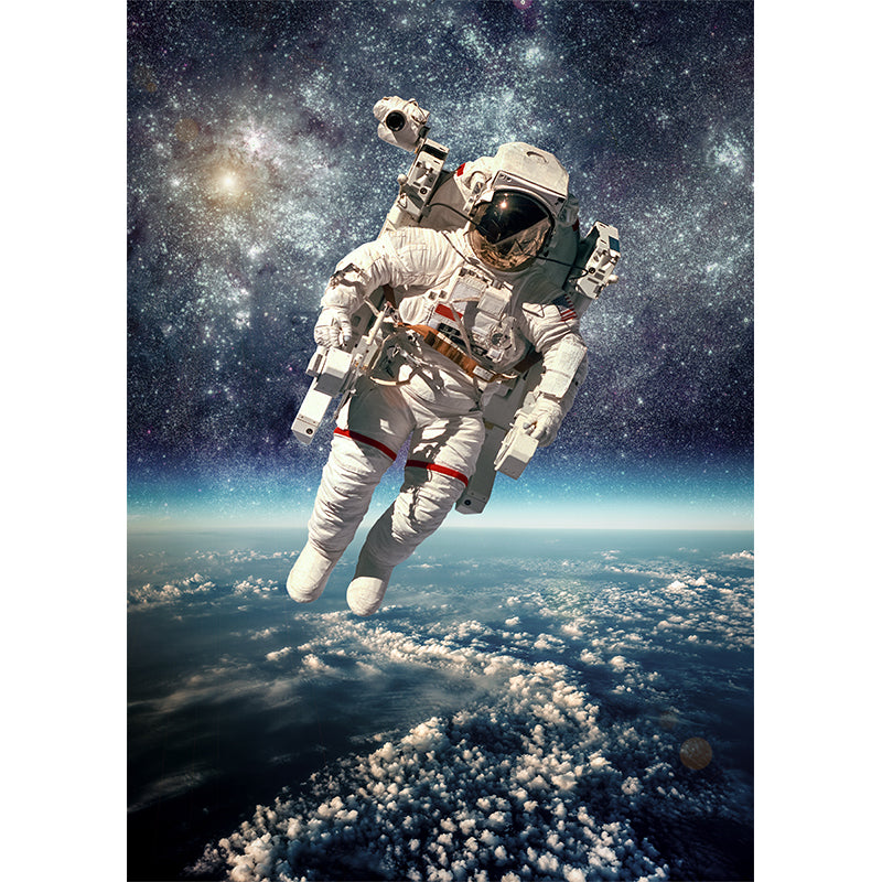 Photography Style Planet Wall Mural for Living Room, Blue, Custom Size Available Clearhalo 'Wall Decor' 'Wall Mural' 1627291