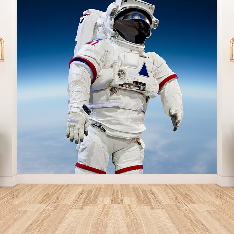 Photography Style Planet Wall Mural for Living Room, Blue, Custom Size Available Clearhalo 'Wall Decor' 'Wall Mural' 1627294