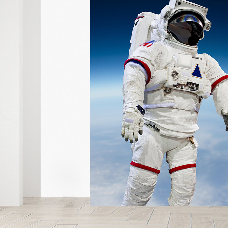 Photography Style Planet Wall Mural for Living Room, Blue, Custom Size Available Clearhalo 'Wall Decor' 'Wall Mural' 1627295