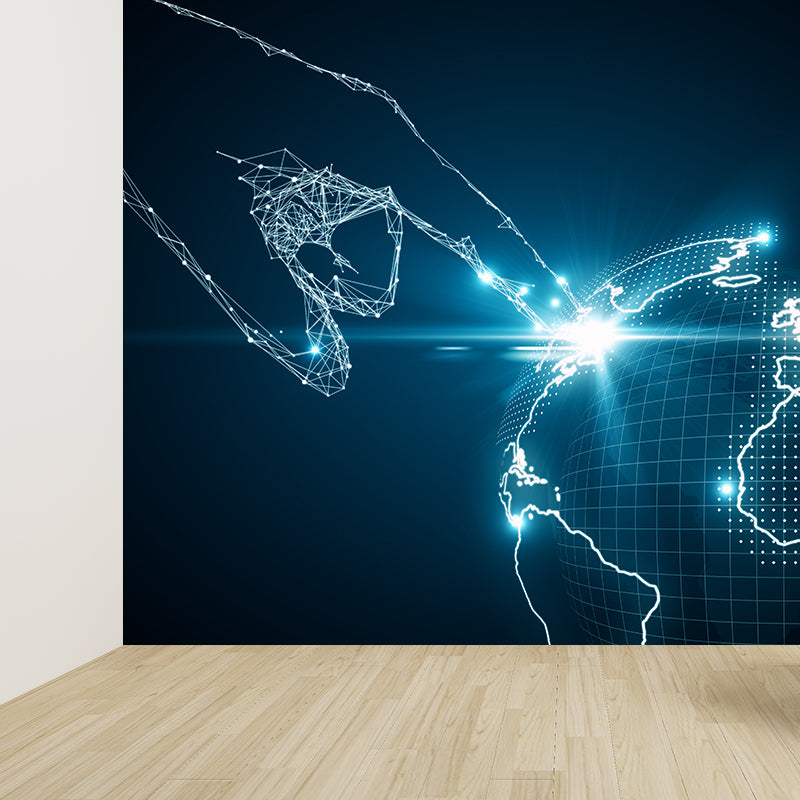 Illustration Style Abstract Mural Decal for Living Room, Dark Color, Personalise Black Clearhalo 'Wall Decor' 'Wall Mural' 1627318