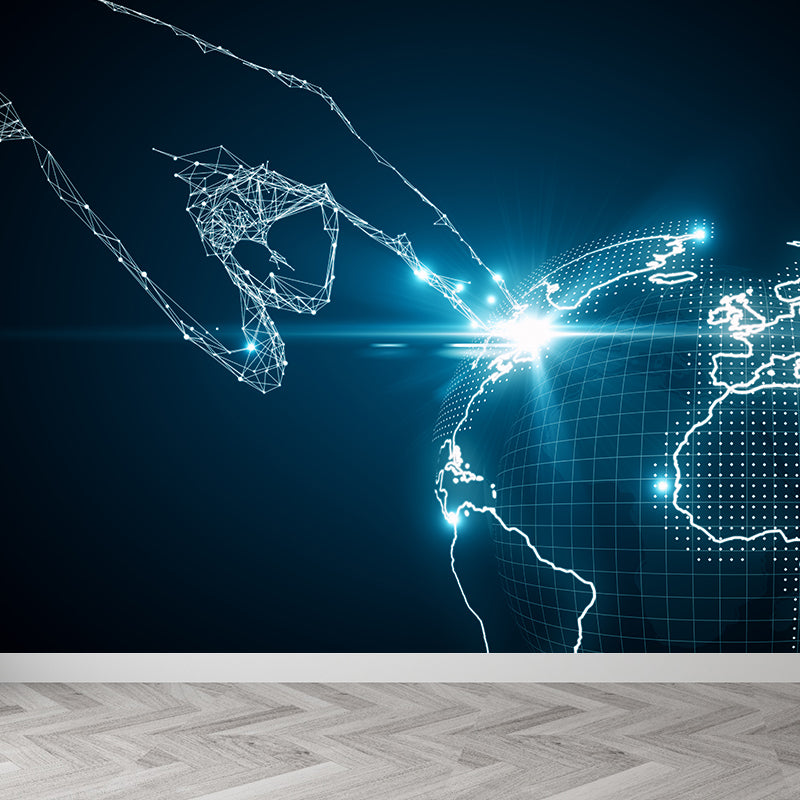 Illustration Style Abstract Mural Decal for Living Room, Dark Color, Personalise Clearhalo 'Wall Decor' 'Wall Mural' 1627319