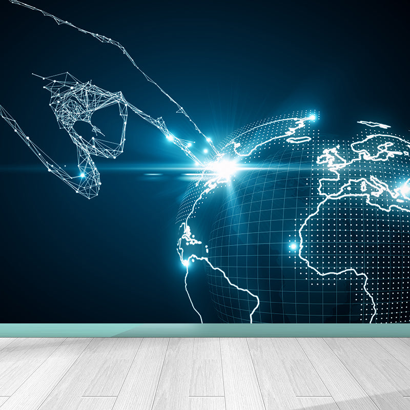 Illustration Style Abstract Mural Decal for Living Room, Dark Color, Personalise Clearhalo 'Wall Decor' 'Wall Mural' 1627320