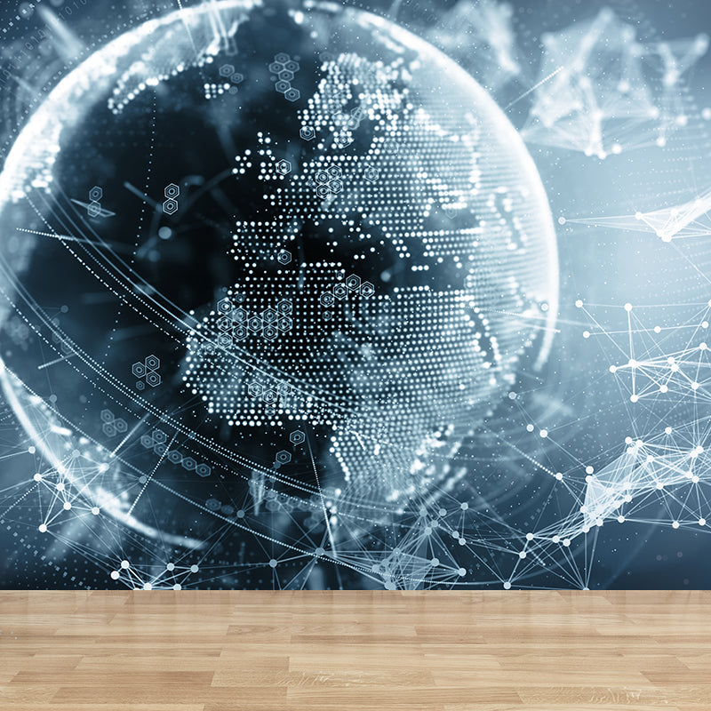 Illustration Style Abstract Mural Decal for Living Room, Dark Color, Personalise Clearhalo 'Wall Decor' 'Wall Mural' 1627324