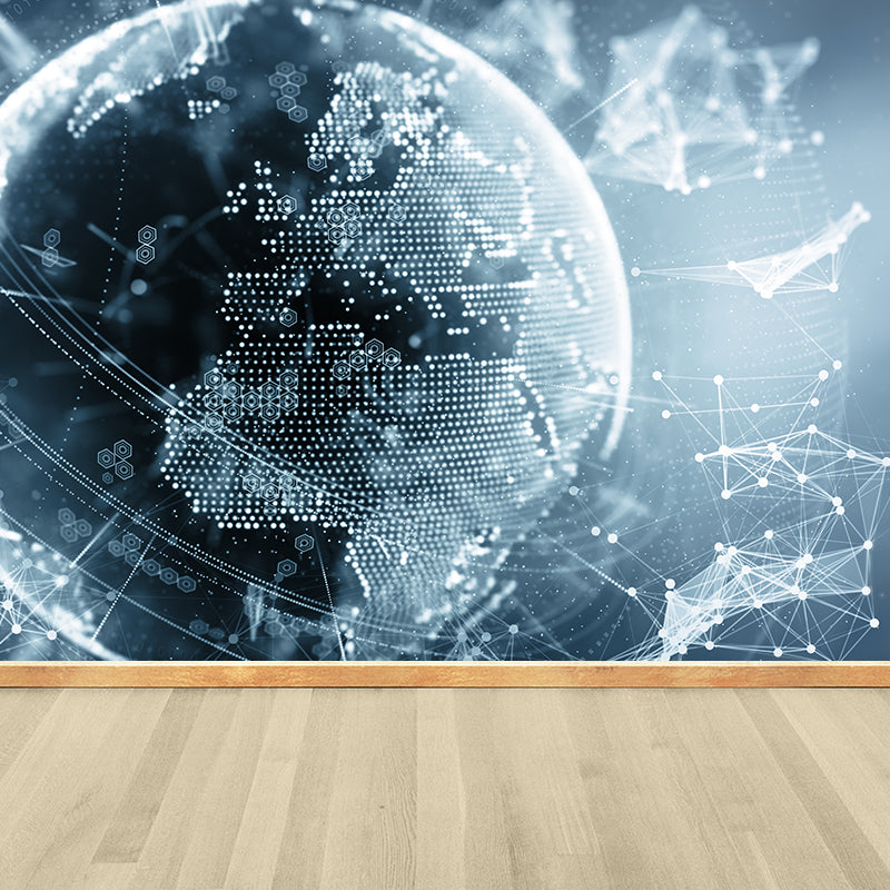 Illustration Style Abstract Mural Decal for Living Room, Dark Color, Personalise Clearhalo 'Wall Decor' 'Wall Mural' 1627325