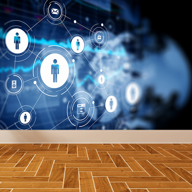 Illustration Style Abstract Mural Decal for Living Room, Dark Color, Personalise Clearhalo 'Wall Decor' 'Wall Mural' 1627330