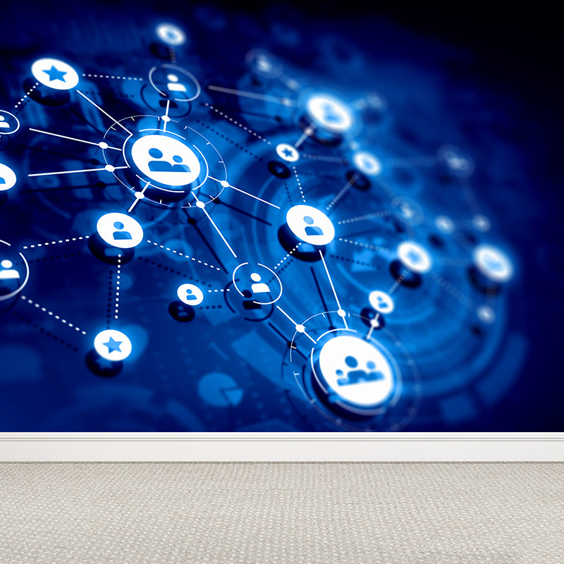 Illustration Style Abstract Mural Decal for Living Room, Dark Color, Personalise Clearhalo 'Wall Decor' 'Wall Mural' 1627335