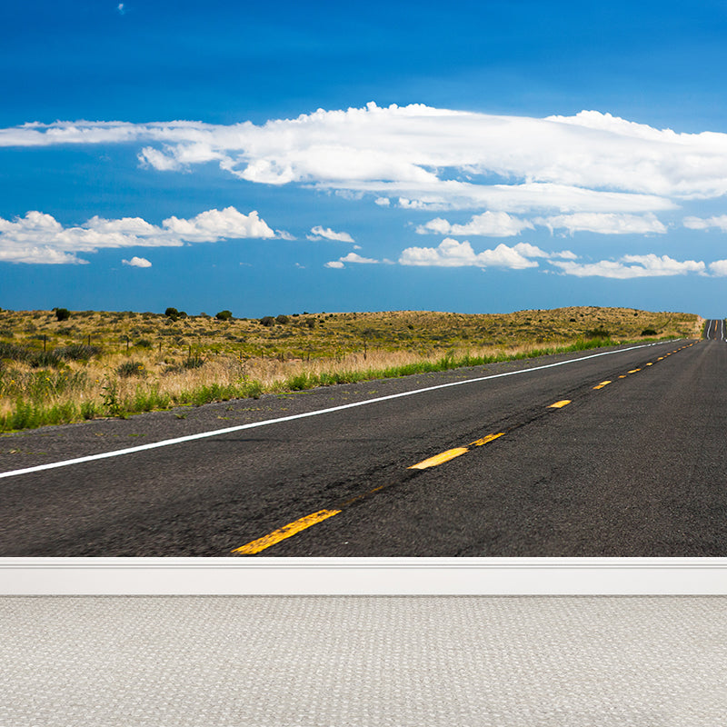 Stain-Proof Highway Wall Mural Non-Woven Texture Modern Wall Decor for Girls Room Sky Blue Clearhalo 'Wall Decor' 'Wall Mural' 1627338