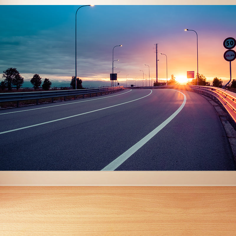 Stain-Proof Highway Wall Mural Non-Woven Texture Modern Wall Decor for Girls Room Clearhalo 'Wall Decor' 'Wall Mural' 1627354