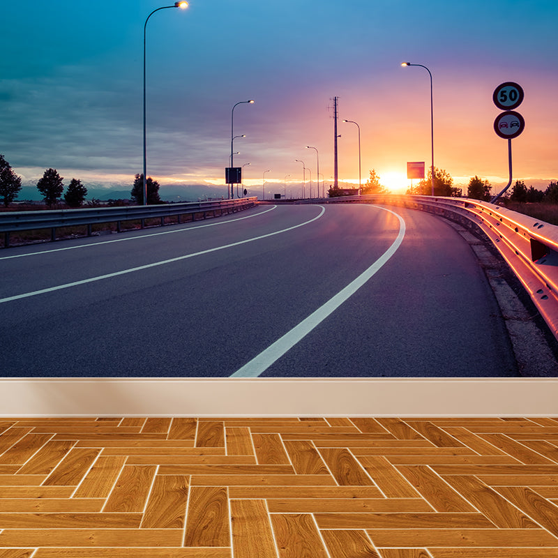 Stain-Proof Highway Wall Mural Non-Woven Texture Modern Wall Decor for Girls Room Clearhalo 'Wall Decor' 'Wall Mural' 1627355