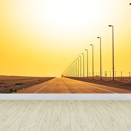 Highway Mural Wallpaper Light Color Contemporary Wall Covering for Girls Bedroom Yellow Clearhalo 'Wall Decor' 'Wall Mural' 1627358