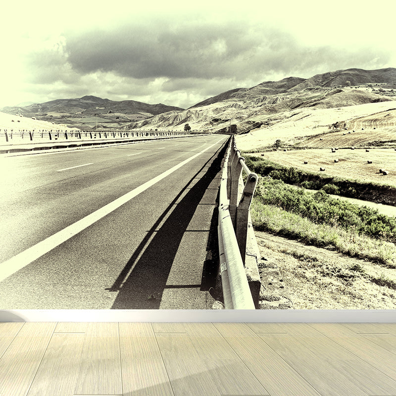 Highway Mural Wallpaper Light Color Contemporary Wall Covering for Girls Bedroom Green Clearhalo 'Wall Decor' 'Wall Mural' 1627368